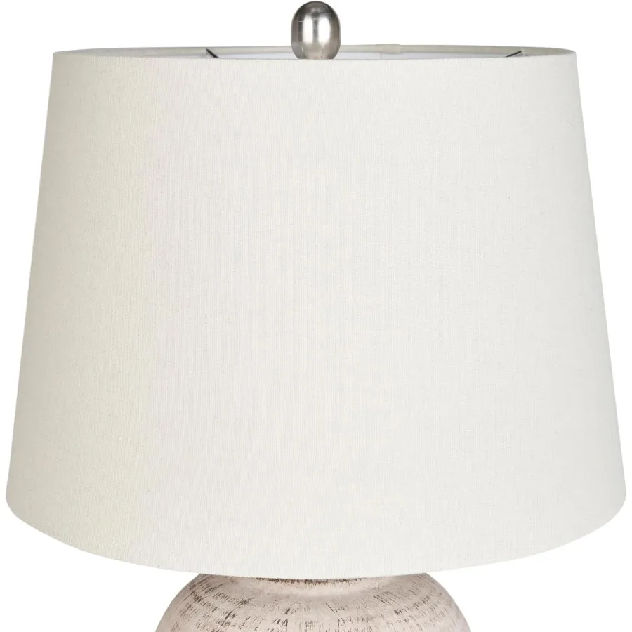 Accueil 23" lampe de table en pot en céramique rustique crème en détresse/beige pour chambre salon salle à manger bureau avec abat-jour ivoire