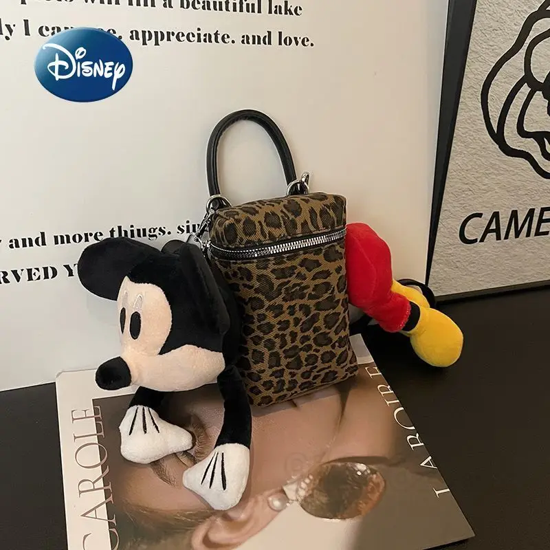 

Новая женская сумка через плечо Disney Mickey с леопардовым принтом, модная женская сумка через плечо с мультяшным рисунком, повседневная женская сумка высокого качества