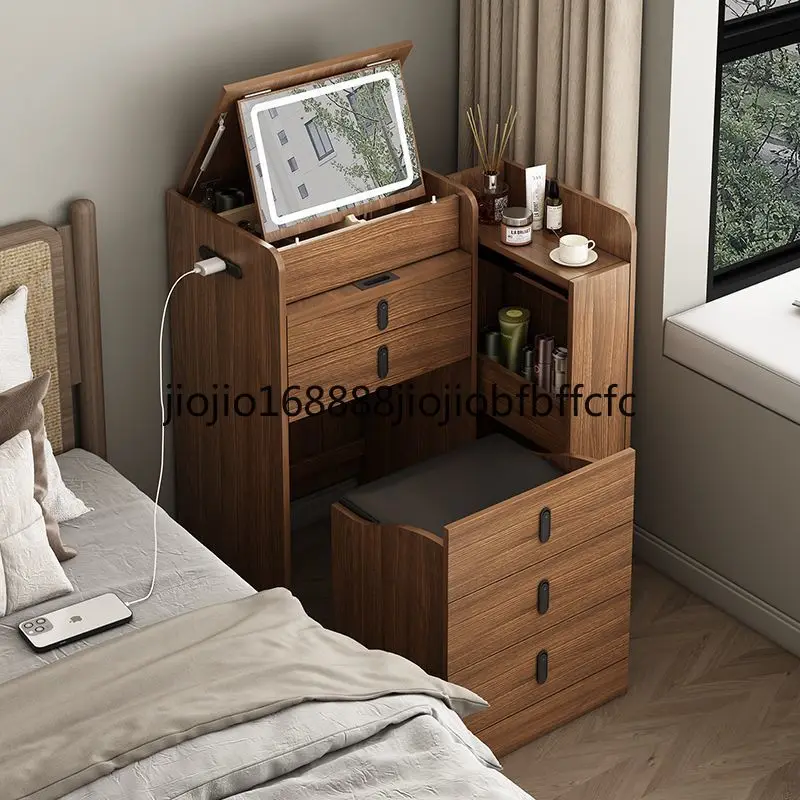 Suitable for New Chinese-style solid wood cosmetic table dresser small apartment multi-functional mini bedside storage cabinet