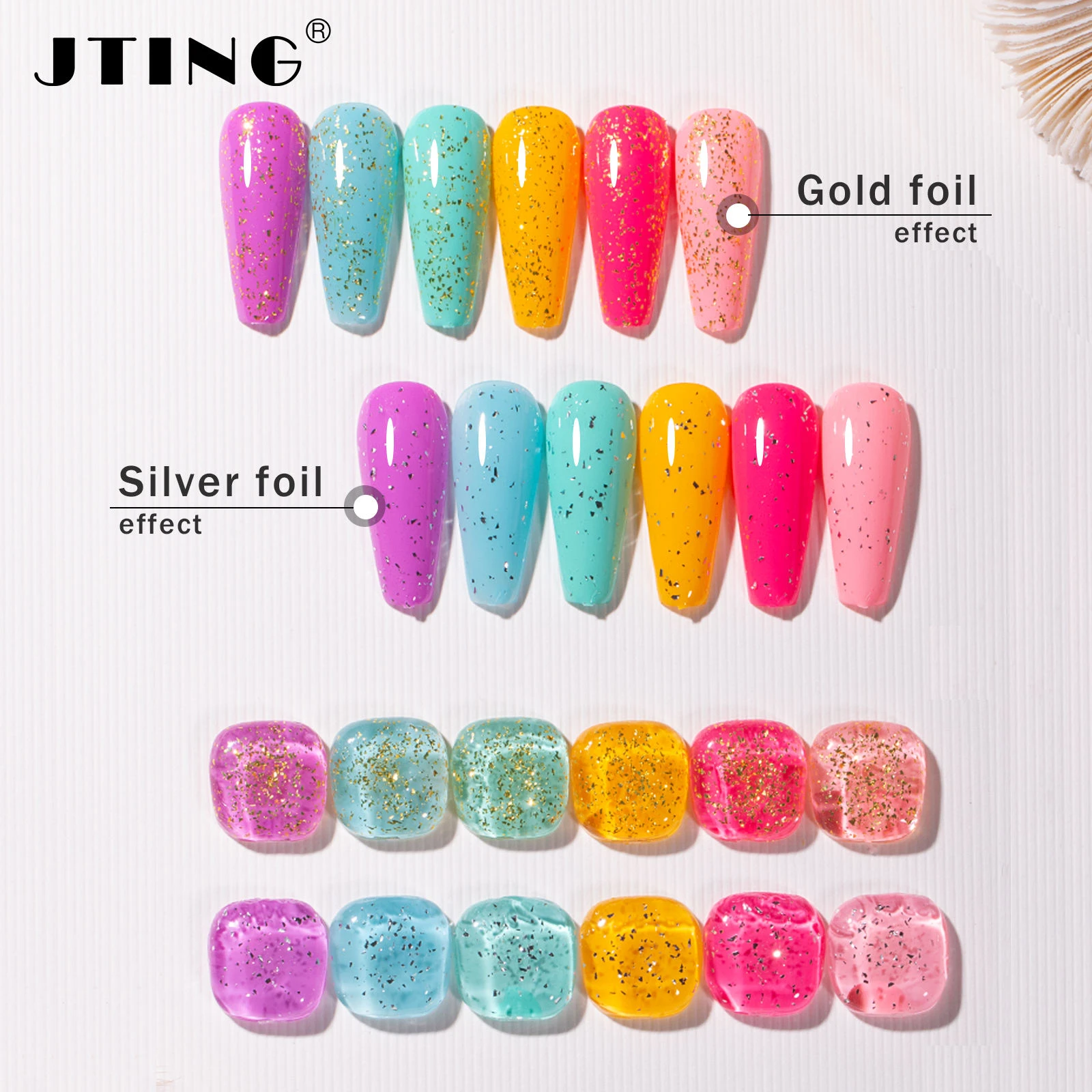 JTING 1 قطعة 15 مللي رقائق كروم لامعة شعبية الذهب الشظية معطف فوقي قاعدة هلام البولندية #4
