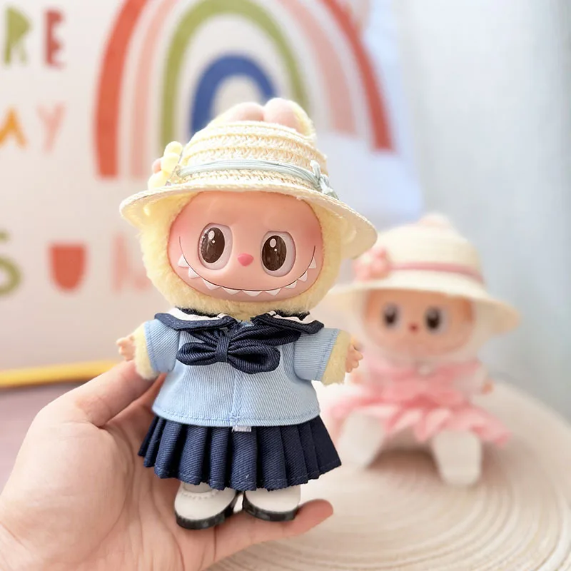 Vêtements de poupée Labubu, jupe brise d'océan 15/17cm, poupées idole Labubu I II, vêtements de poupée en peluche, accessoires de fête assis