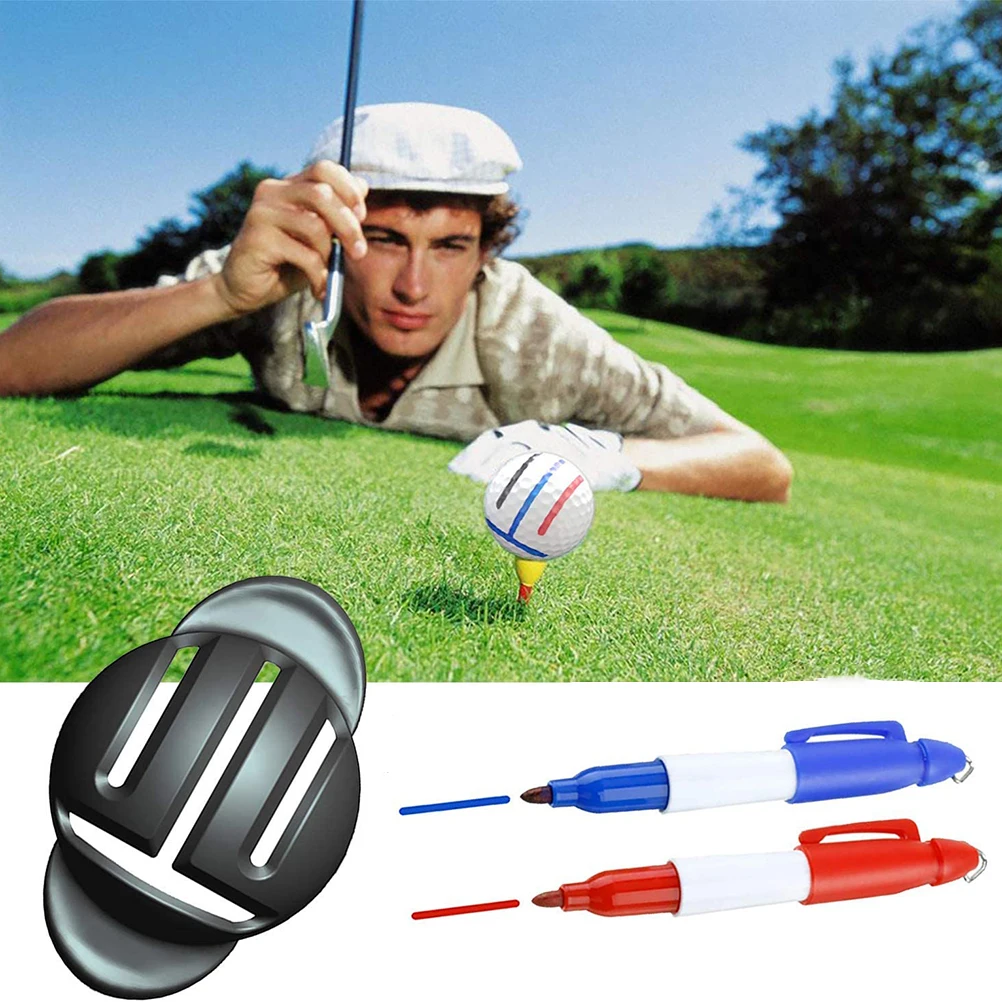 Bola de golfe Triplo Track Liner Marker, Template Drawing Pen, Alinhamento Marcas Ferramenta, Sport Training Aids, Ao ar livre