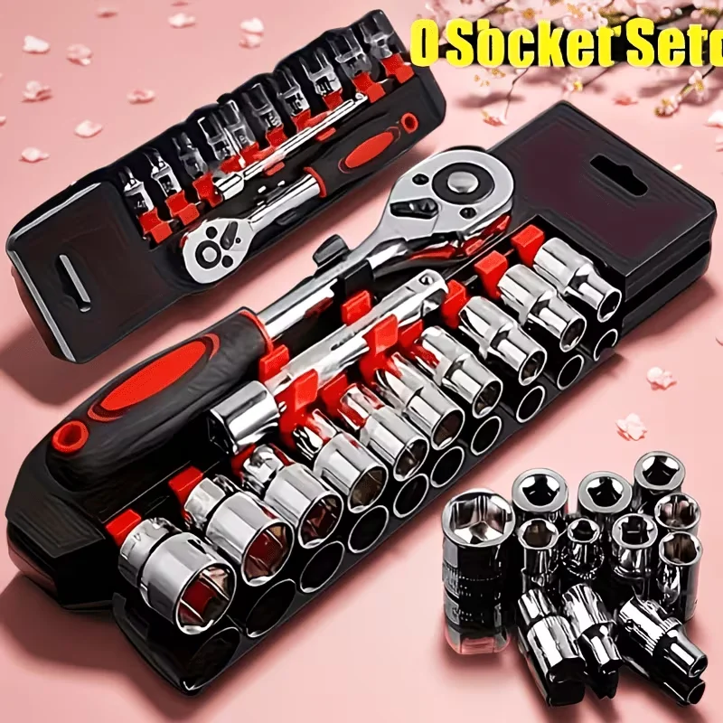 12pcs Socket Wrench Set, Ratchet Handle, Carbon Steel Hand Tools for Car, Motorcycle, and Bike Repair