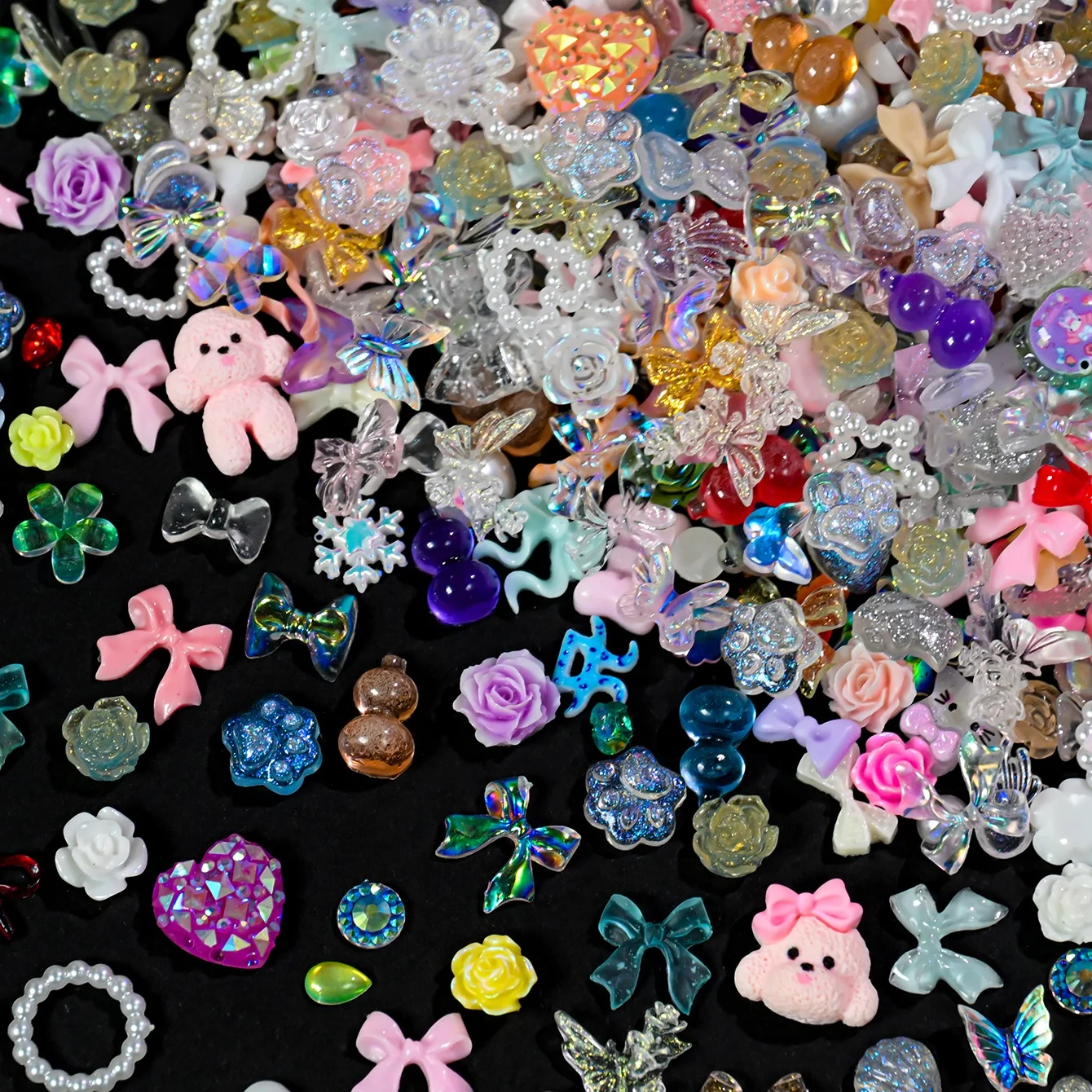50 جرام/الحقيبة 500-600 قطعة فيونكات راتينج عشوائية/زهور مسمار الفن سحر ثلاثية الأبعاد كاميليا مختلطة/Bowknot/اللؤلؤ مسمار الديكور Craft بها بنفسك الحرفية مانيكير