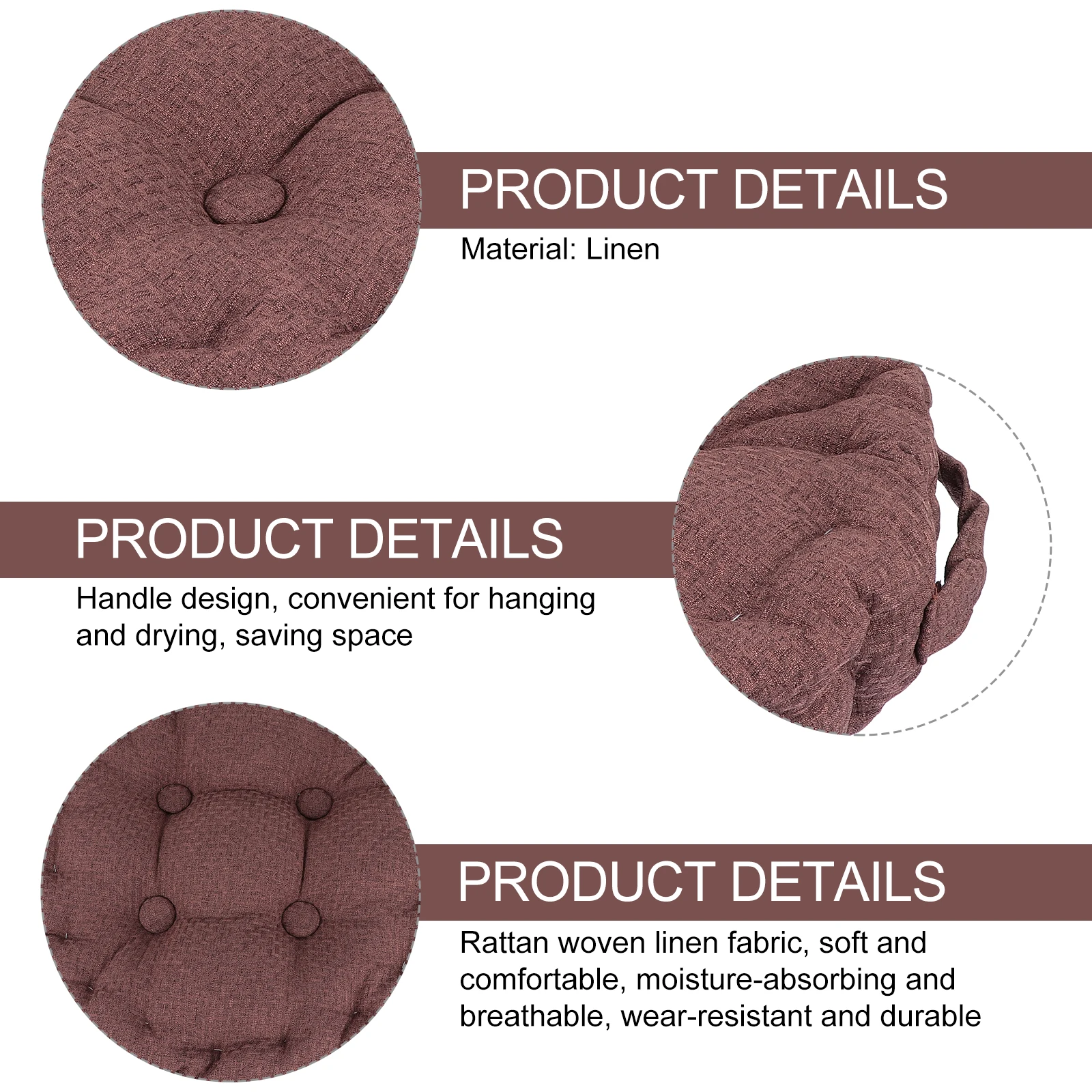 

Round Chair Cushions Floor Pillows Cushion Seat Pads Indoor Outdoor Use Skin-Friendly Linen Filling Cotton Resilient Breathable