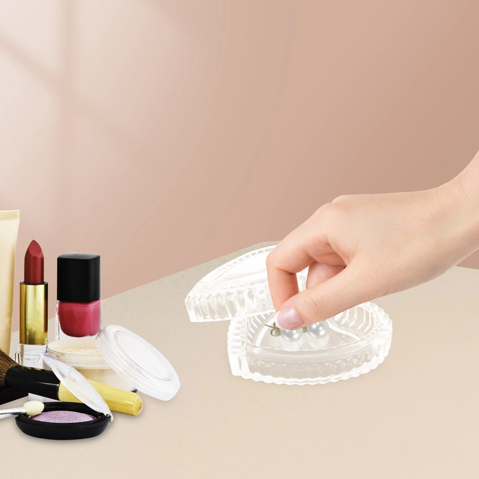 صندوق مجوهرات زجاجي على شكل قلب، مثالي لتخزين عرض الحلي المفضلة، صندوق قلب بتصميم موفر للمساحة #2