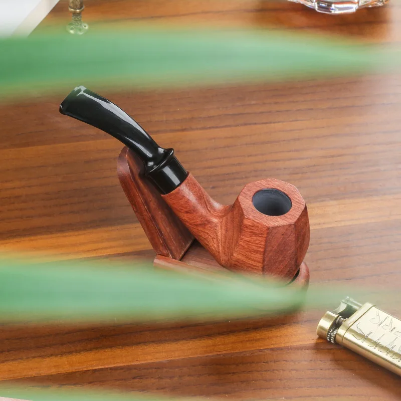 Handmade Rosewood Pipe, Creative Octagonal Pot Portable Men's Old-fashioned Hookah, 9mm Smoke Channel Military Plug Tobacco Pipe