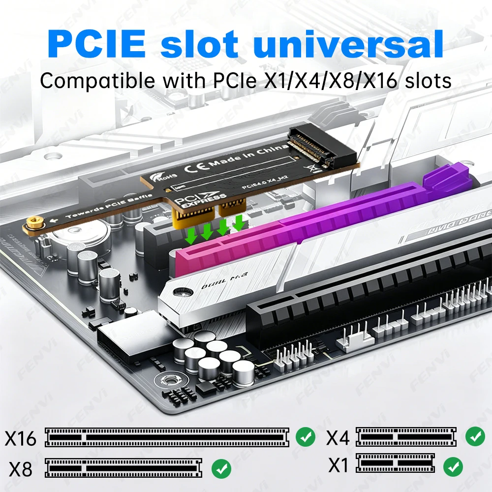 PCIe 4.0 X1 to M.2 WiFi Adapter Card Non-Blocking Mini for A+E Key 2230 PCIe X1 X4 X8 X16 for AX210 AX200 BE200