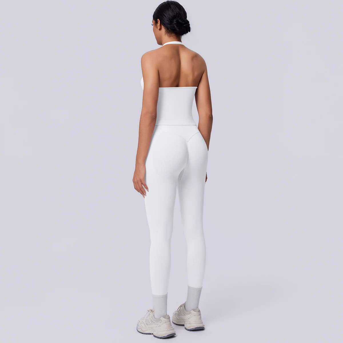 Sport Fitness Kleidung Damen Yoga Set Sommer Gym Lauf-Workout Top Yoga Weste Einfarbige Po-Formende Fitness Hose Yoga Set – Detail 12
