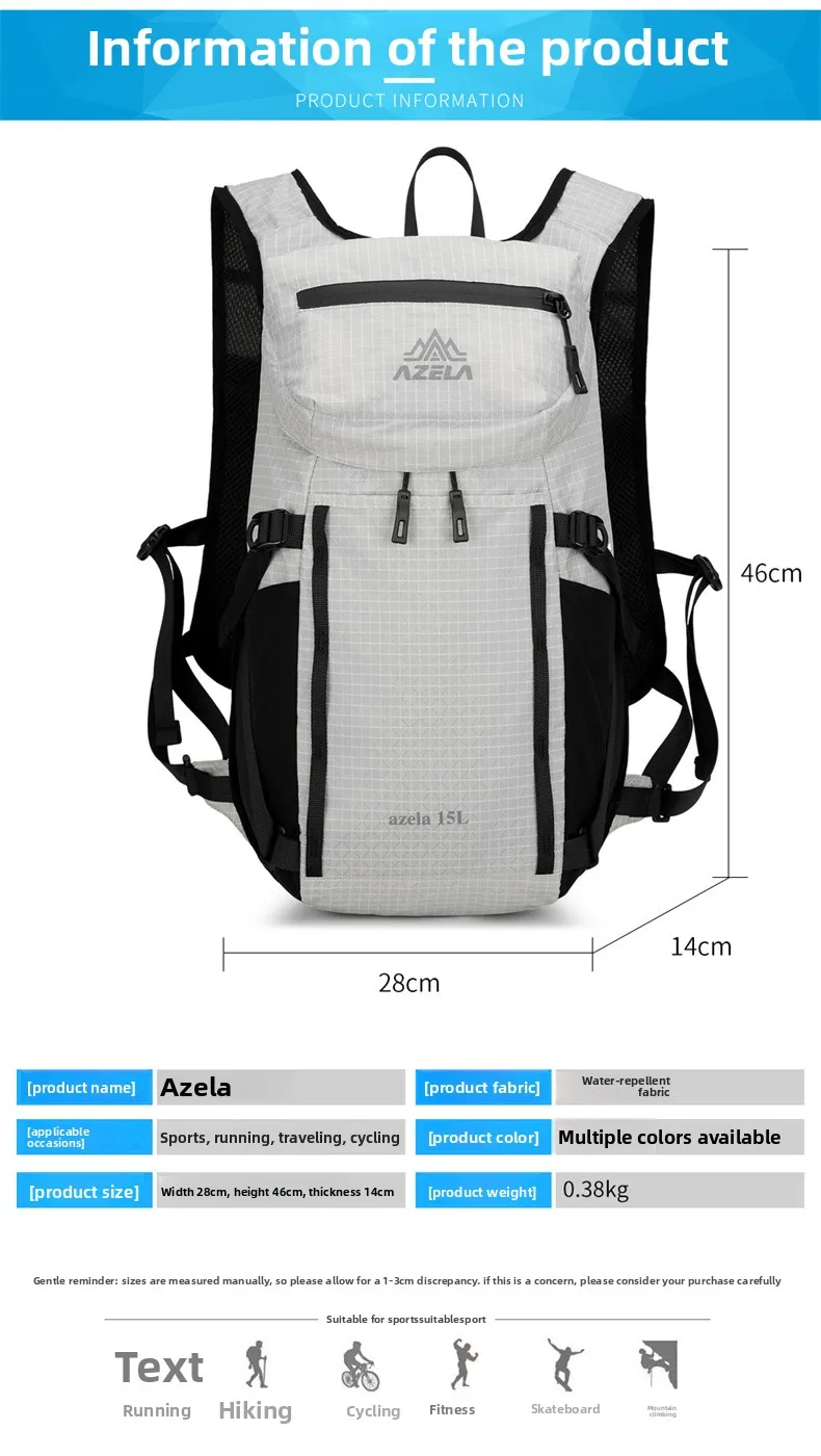 15L Ultraleichter Wanderrucksack Wasserdichter Outdoor-Sport-Reiserucksack für Männer Frauen Camping Klettern Radfahren Tasche – Detail 4