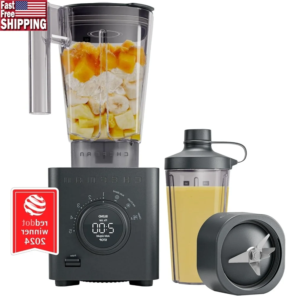 خلاط كونترتوب احترافي بقدرة 1380 وات مع وظيفة المزيج التلقائي، برطمان تريتان 48 أونصة، برطمان سفر، شفرات من الفولاذ المقاوم للصدأ، سهلة التنظيف
