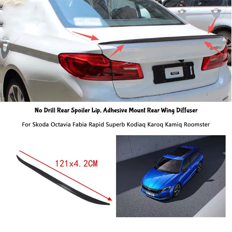 For Skoda Octavia Fabia Rapid Superb Kodiaq Karoq Kamiq Roomster Rear Wing Lip Car Rear Trunk Boot Lip Spoiler Wing