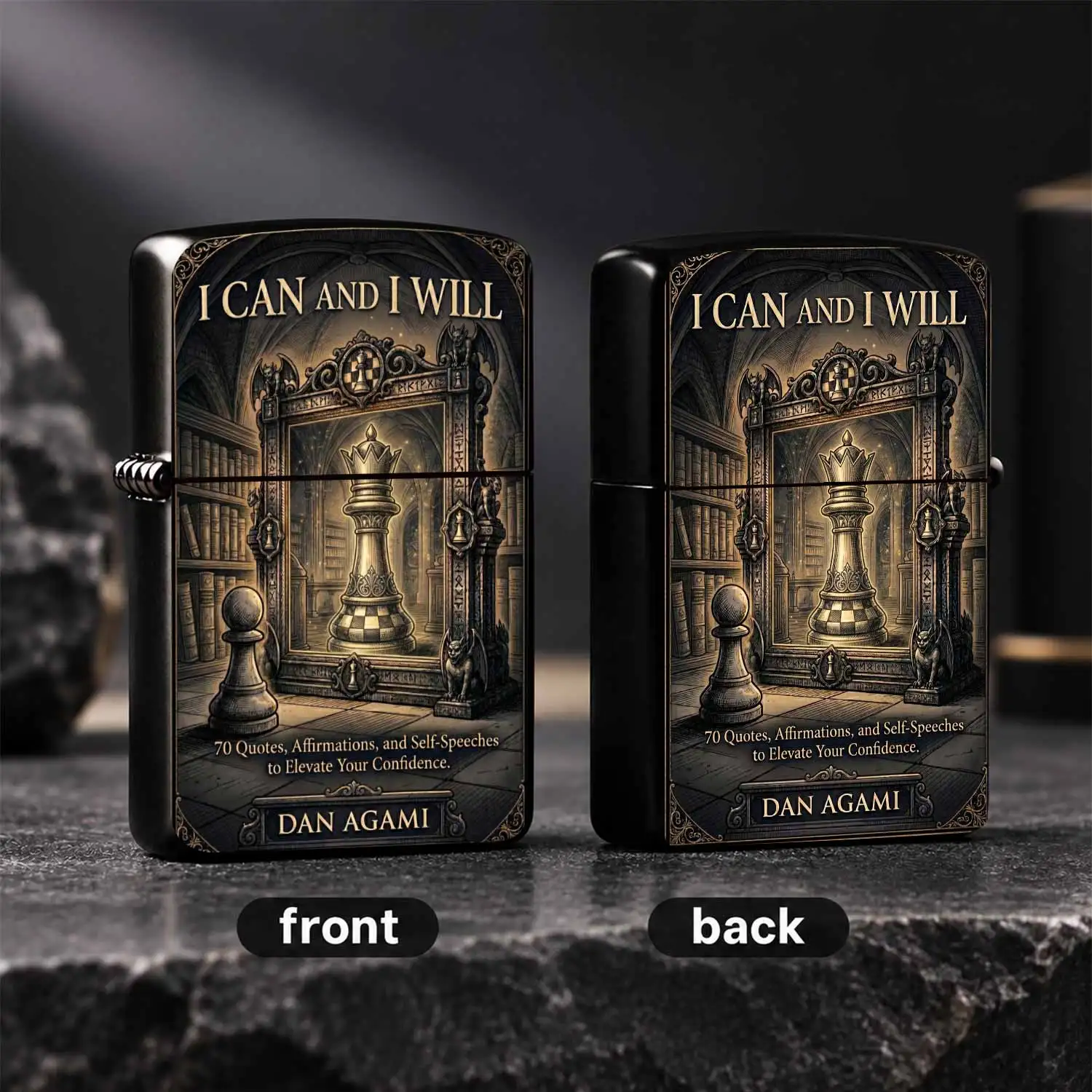 Retro Exquisite Portable Lighter With Classic I Can And I Will Theme, Vintage Library Chess Creative Pattern, Suitable For Daily Use, Gifting AndScenarios, Show Your Unique Taste As A Nice Practical G A Humorous And Interesting Lighter