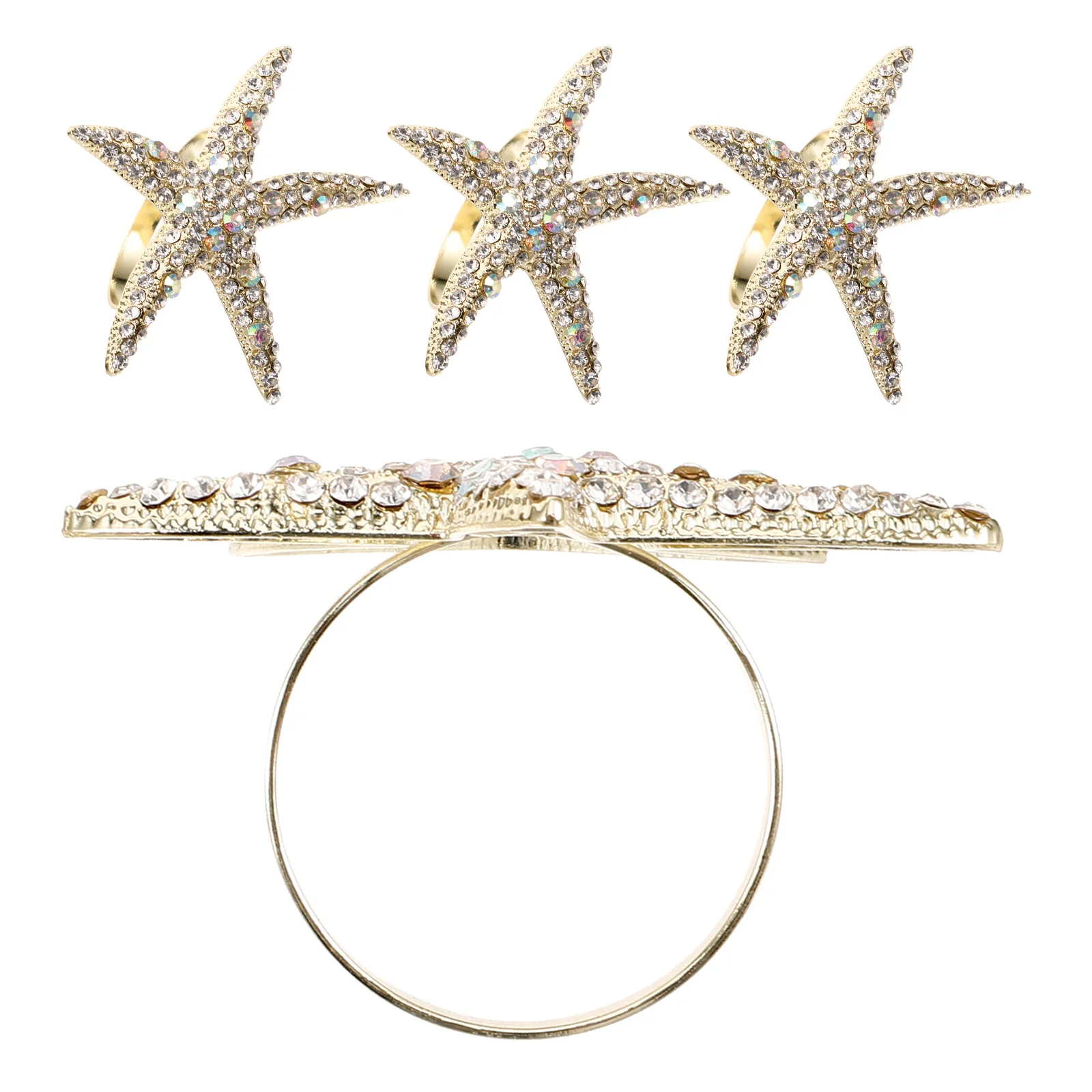 

4Pcs Metal Napkin Rings Sea Star Design Decorative Napkin Holders Luxury Tableware Accessories for Festival Wedding Dinner Use