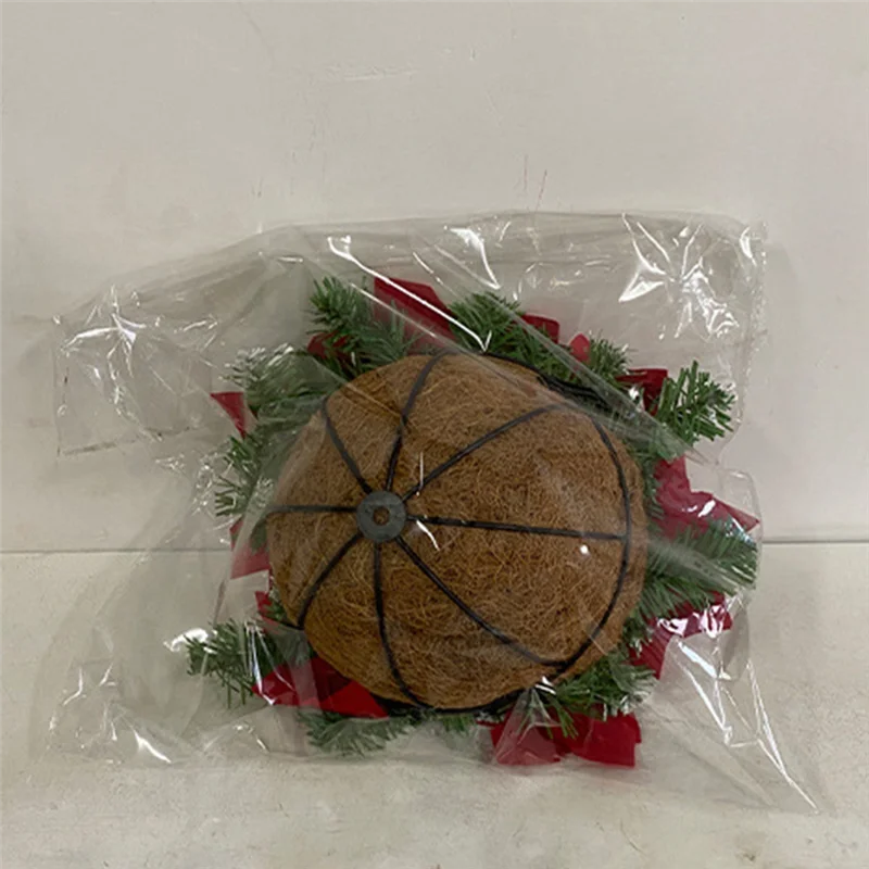 Y42A-1 قطعة عيد الميلاد سلة معلقة مع الزهور الحمراء وللخارجية ساحة الشرفة ديكور البلاستيك + المعادن زينة عيد الميلاد