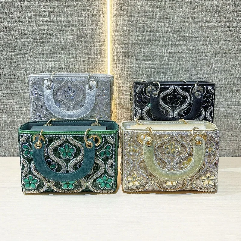 حقائب يد جديدة فاخرة ريترو اجتماعية مرصعة بالألماس بكتف واحد حقيبة عشاء كروس عالية الجودة للنساء حقيبة حفلات الزفاف