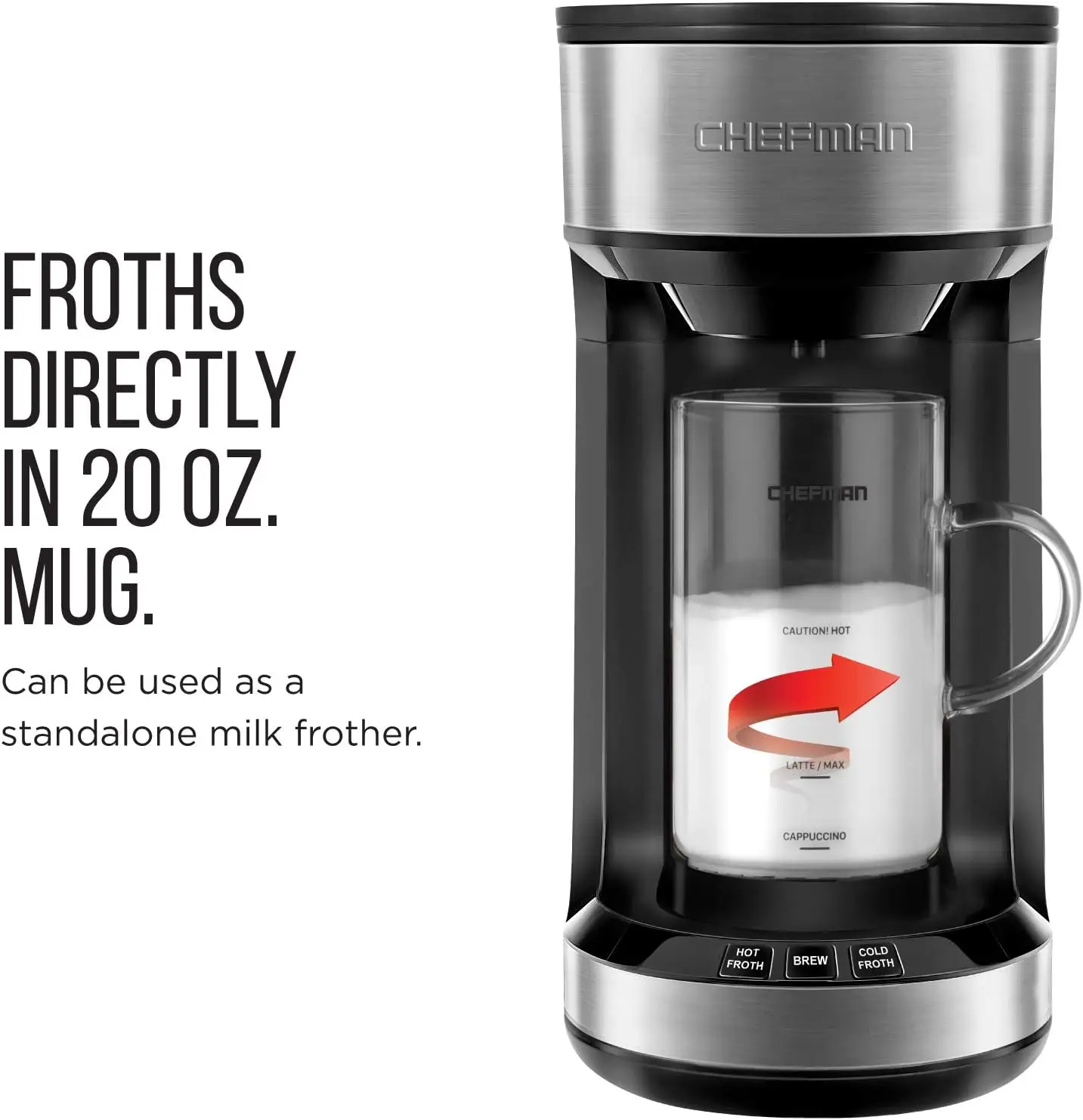 ماكينة صنع القهوة Froth + Brew وصانع رغوة الحليب، ماكينة تحضير فردية لكبرات K-Cup والمطحونة للمشروبات على طراز اللاتيه والكابتشينو، C