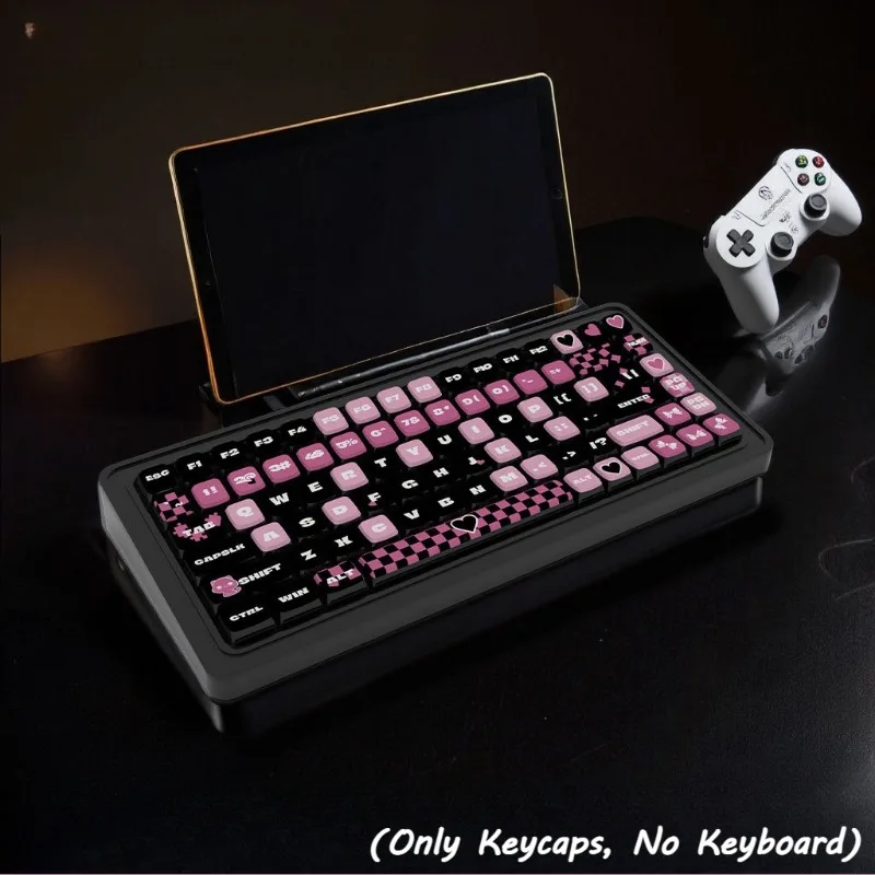 

Black Pink Cool Keycap Set Mechanical Keyboard Replacement Keycaps PBT Material Transparent Four-Sided Light-Transmitting Keycap