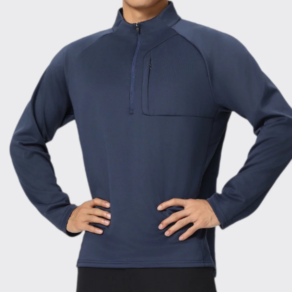 Men Fitness Long sleeve T-shirt Sportswear Gym Slim Shirts Running Top Tee Zipper Tights Training Compression Clothes Sweatshirt