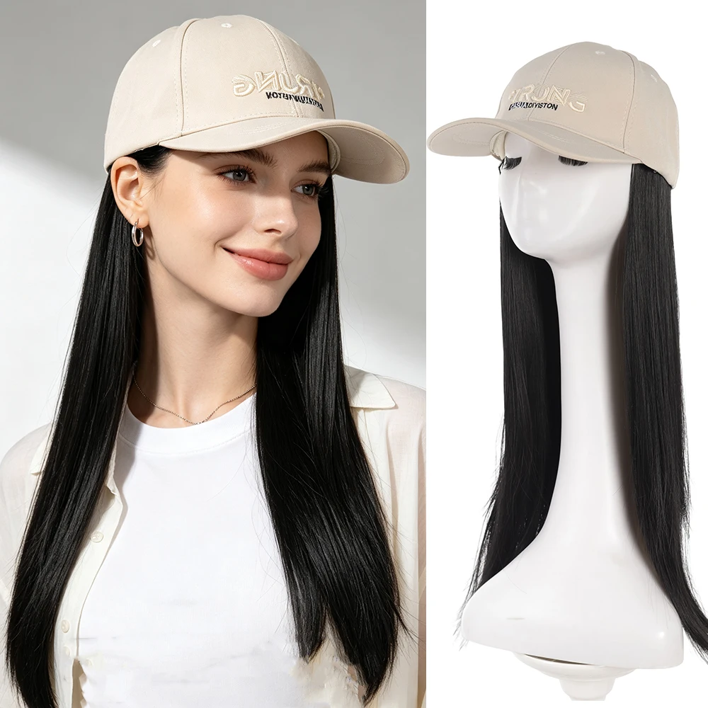 Hat Integrated Wig Duck Tongue Cap Long Straight Hair With Hair Baseball Cap Wig Suitable for Women's Daily Wear