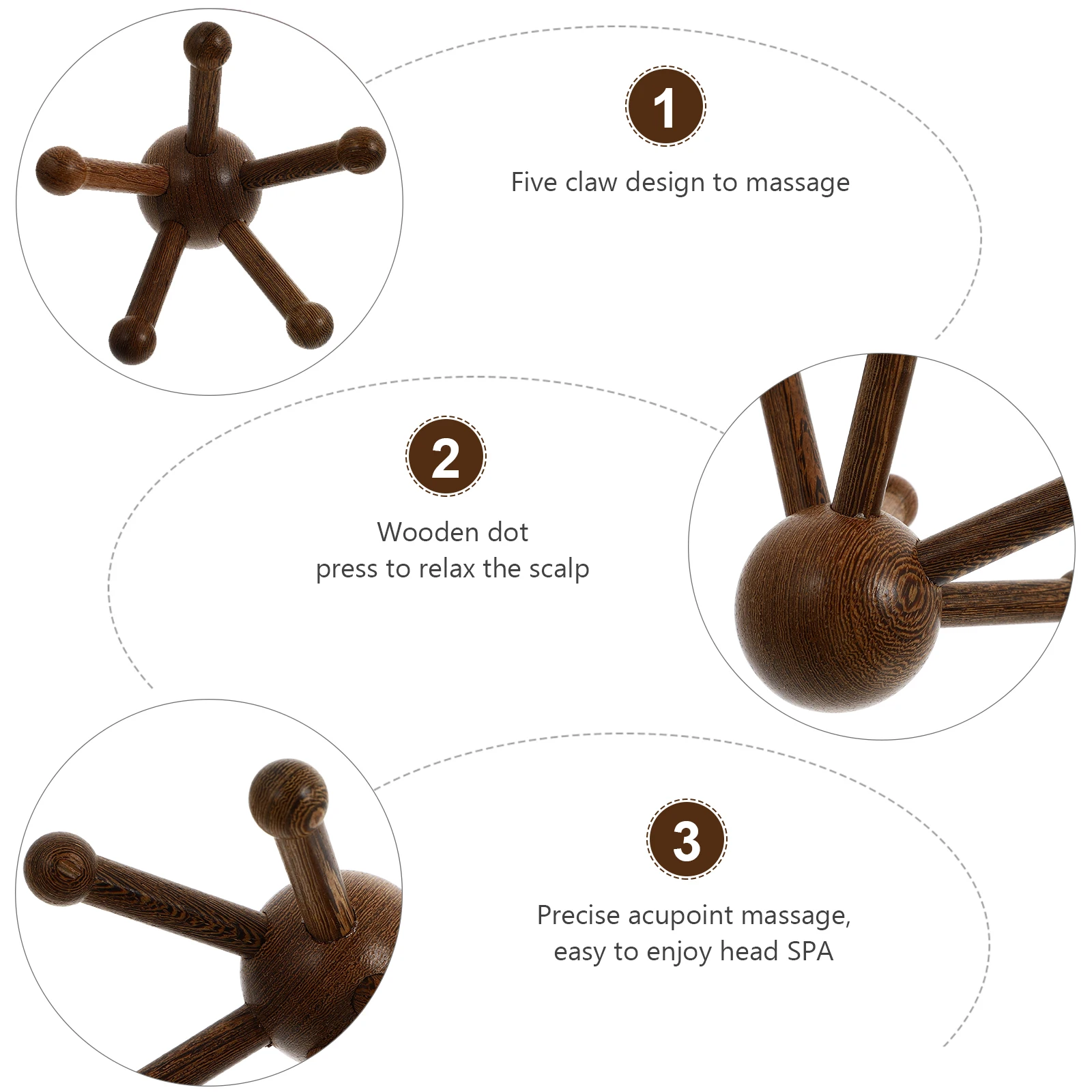 

1Pcs Wooden Head Claw Massager Smooth Polished Massaging Tool to Improve Circulation Reduce Stress and Relax Muscles