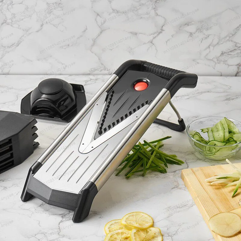 V-Blade 5-in-1 Vegetable Slicer, Stainless Steel Mandoline for Potato, Carrot & Cucumber - Julienne & Shredder Tool