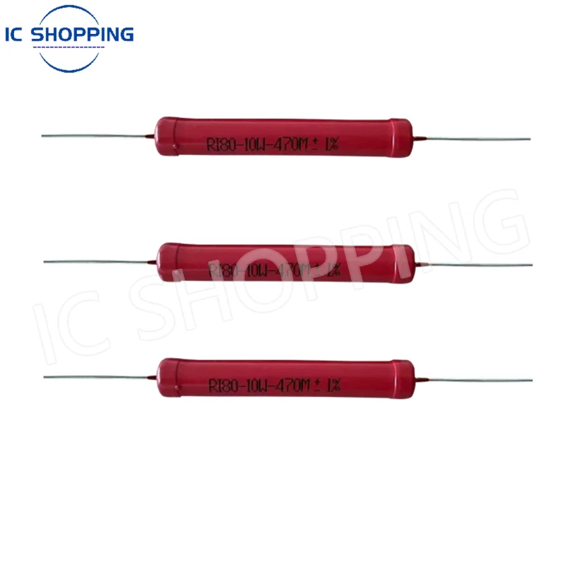 

5pcs RI80 1W 2W 5W 10W Red Glass Glaze High-Frequency Non-Inductive High-Voltage Resistor 1K 2K 5K 10K 100K 200K 500K 1M 10M 50M