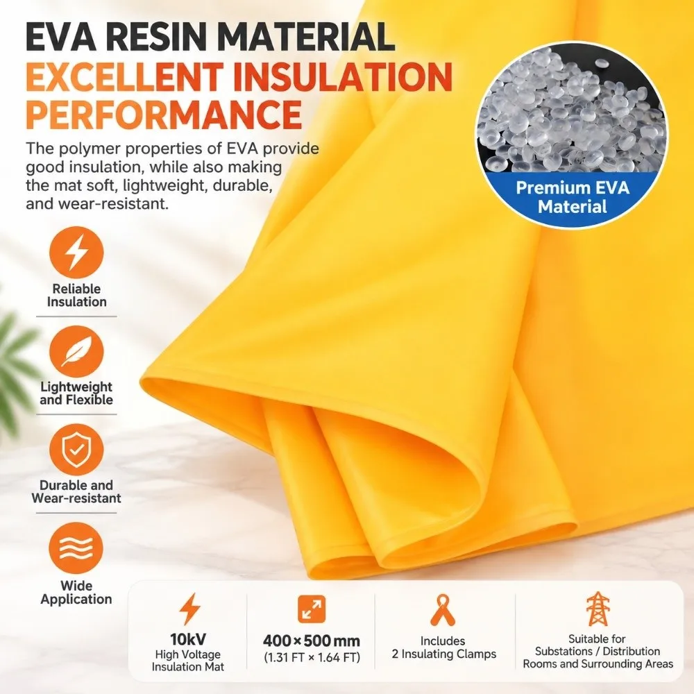 10kV Rated Voltage Insulating Blanket EVA Material 1.31x1.64FT Size Electrical Safety Blanket Yellow Color High/Low Voltage