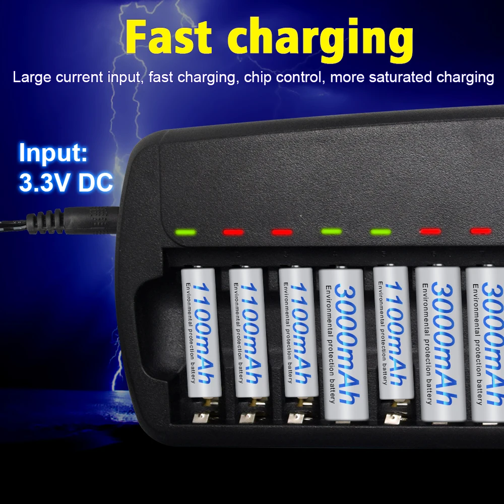 6/8/12/16/24 Slot Fast Smart Charger LED display Intelligent Battery Charger for 1.2V AA AAA NI-MH NI-CD Rechargeable Batteries