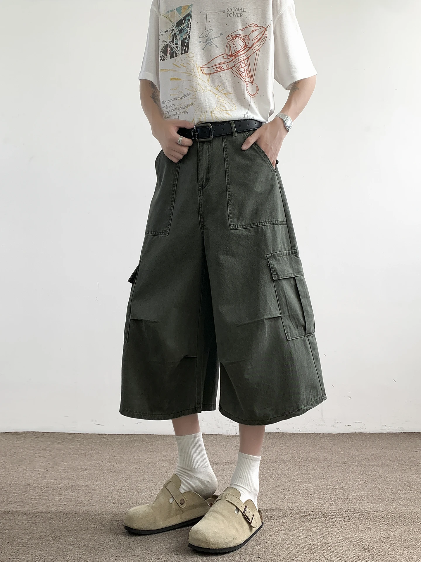 

Summer Camouflage American Sle Workwear orts Men's High Street Trendy Brand Seven-Foot Loose Wide Leg Medium Pants