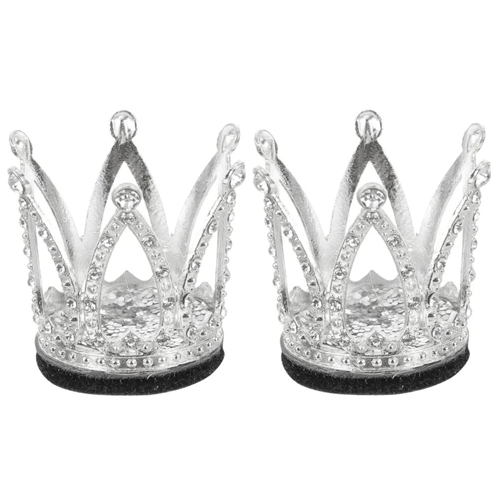 

2Pcs Mini Crown Rhinestone Decoration Motorcycle Ski Scooter Accessories Crown Headgear Charm for Women