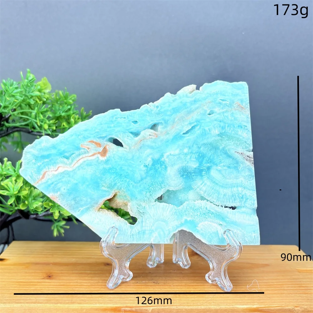 1pc Beautiful Hemimorphite Crystal Slice, Blue Hemimorphite Crystal Slab, Best Room Exquisite Tabletop Decoration