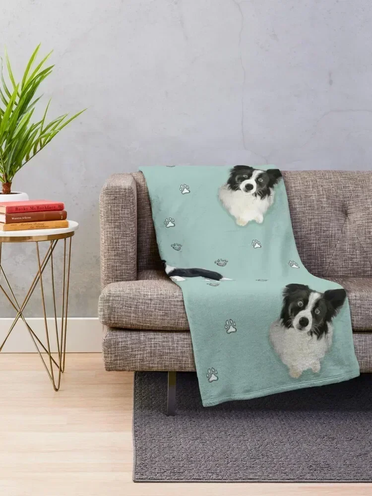 collie pattern blue painting Throw Blanket wednesday Summer Beddings Sofas Bed linens Blankets