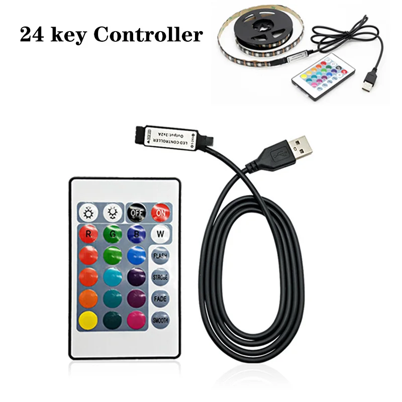 Kontroler LED USB 5V mini 24key RGB 3key mini Control Prosty ściemniacz do taśm LED 5050 3528 2835 5V RGB 4Pin