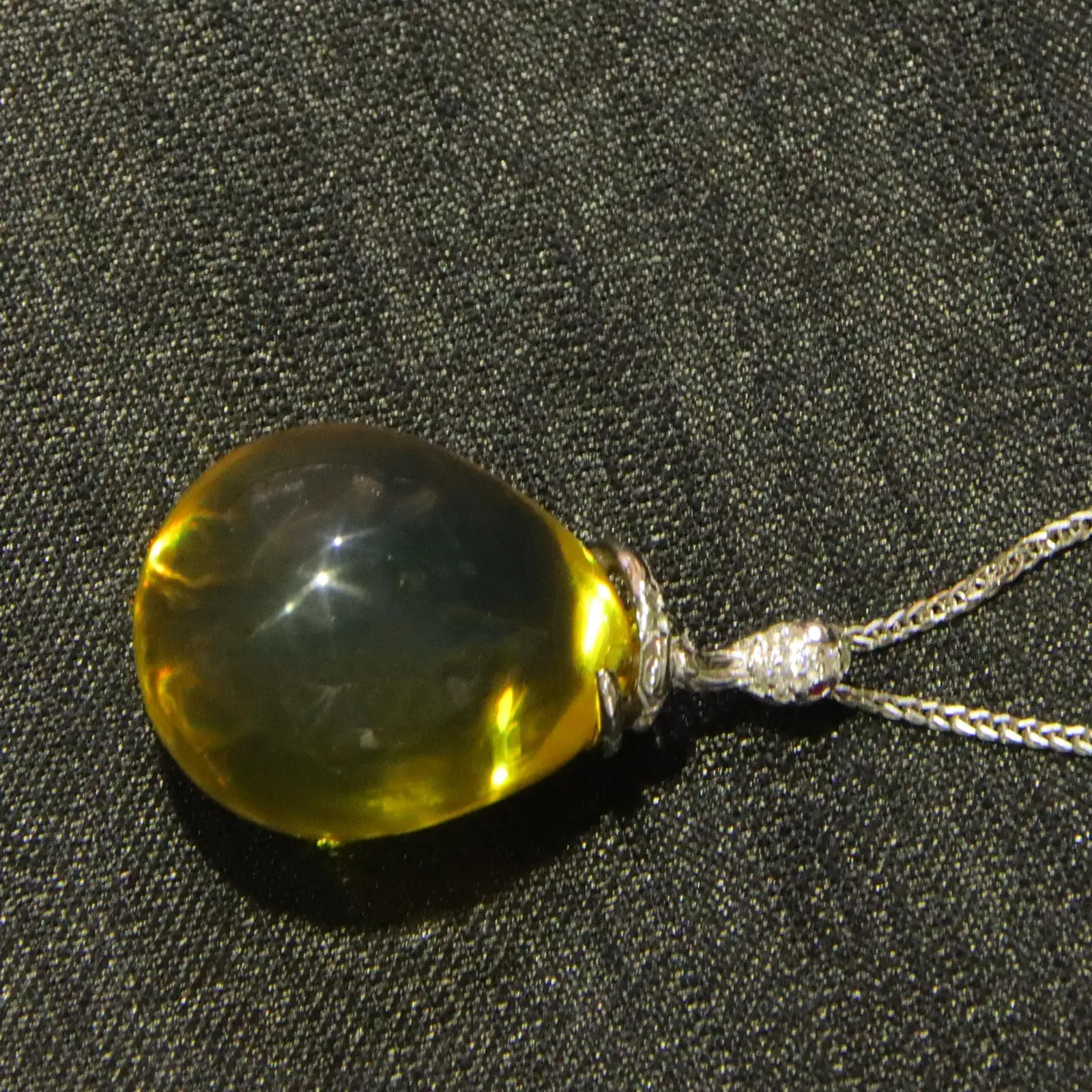 

Mexican Blue Amber Sterling Silver Pendant 18.3mm Round Bead Handmade Jewelry Gift