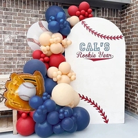 156Pcs A set of baseball themed night blue red latex balloon arch wreath set for boys and girls birthday party decorations
