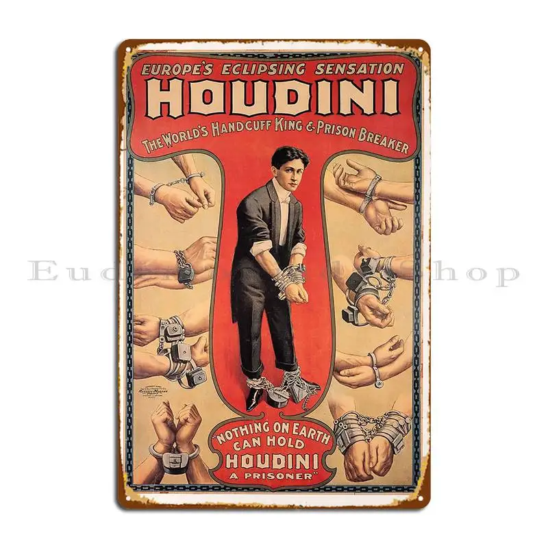 Houdini cartel Retro de Metal, cartel personalizado para Club, Pub, decoración de pared, Mural, cartel de estaño