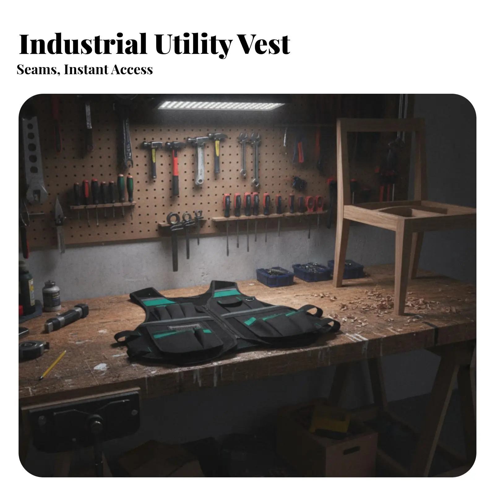 Utility Vest with Tool Holder for Electrician Carpenter Woodworking Maintenance Tasks