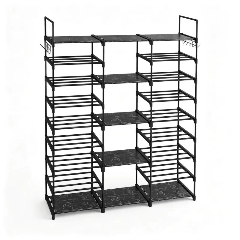 Heavy-duty iron tube shoe rack, space-saving wardrobe shoe storage