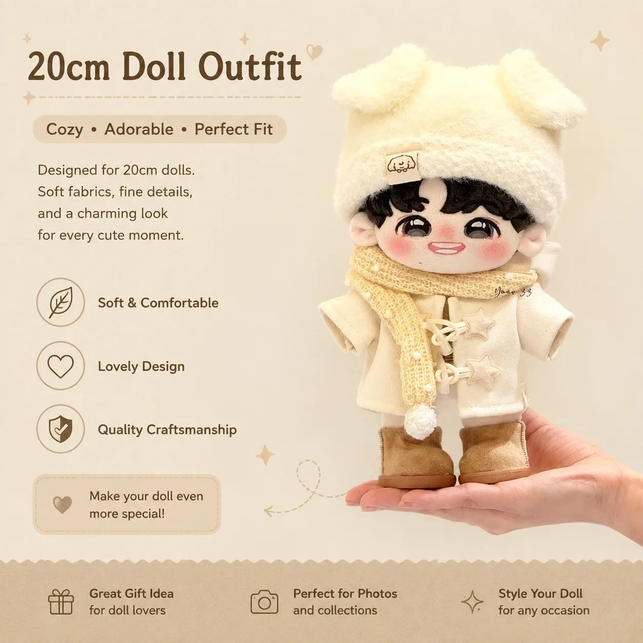 Modern Korean Lifestyle - 20cm Pamuklu Bebek Kıyafetleri Tüylü Seri