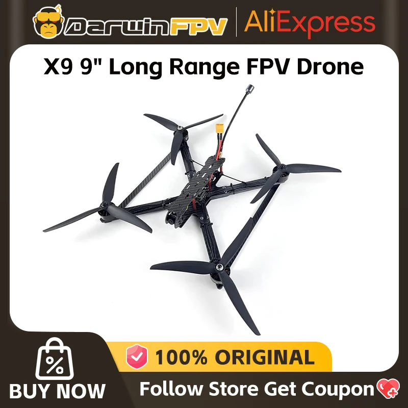 DarwinFPV X9 9 inch FPV Analog F11 FC 100A 4in1 ESC 2812 1100KV Motor 5.8Ghz 1W VTX 3-6S RC