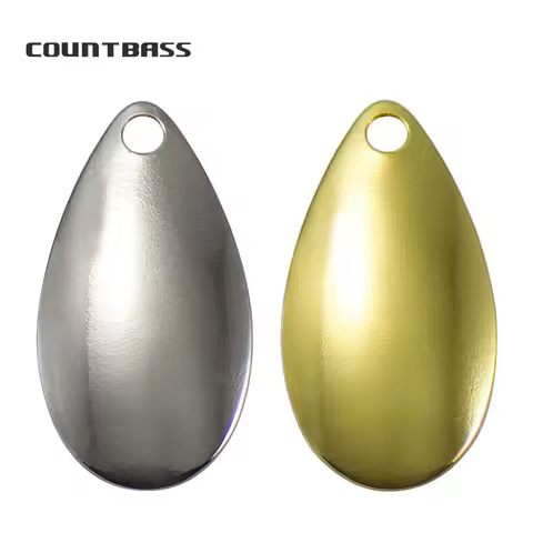 COUNTBASS 50pcs Size00-8 Indiana Spinner Blades Smooth Pattern Nickel and Gold Finish, DIY Spinners Walleye Rigs Fishing Lures