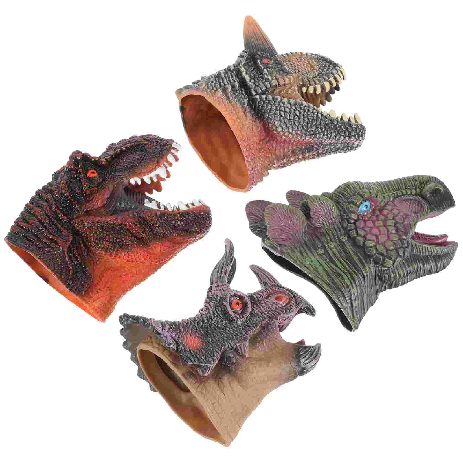 Marionnette à main dinosaure, 4 pièces, jouet confortable en forme de jouet, en vinyle pour adultes et enfants, résistante à l'eau