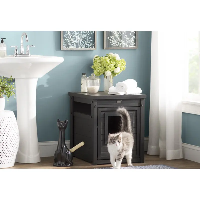 

Pet furniture cat litter box with lid wooden cat side table overseas hot-selling products
