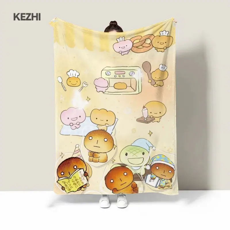 1 Stück süße Brot-Baguette-Flanelldecke, niedliche Cartoon-Schlafzimmer-Überwurf, weiche Nickerchendecke