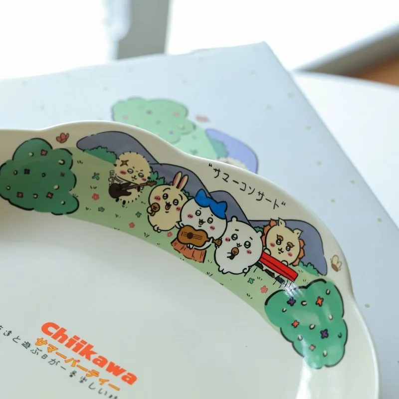 جديد لطيف Chiikawa طبق عشاء السيراميك البيضاوي القرص العميق Ins Kawaii المنزلية أنيمي الكرتون الإبداعية هدية أساسيات الطالب