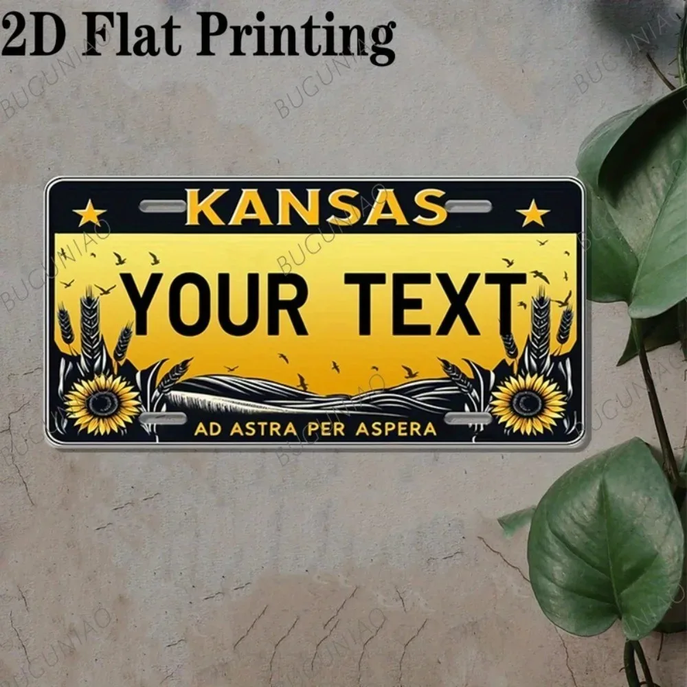 1pc 2D Flat Custom Kansas Ad Astra Per Aspera Sign, Personalized Text Wall Plaque, Decor Gift for Garage Bar Cafe Home Garden