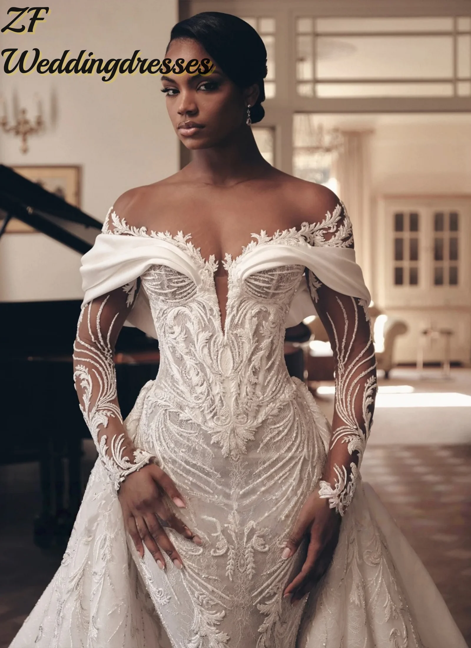 Customzied Luxury Lace 2 In 1 Mermaid Wedding Dresses Embroidery Illusion Neck Trumpet Bridal Gowns Vestidos De Novia 2026
