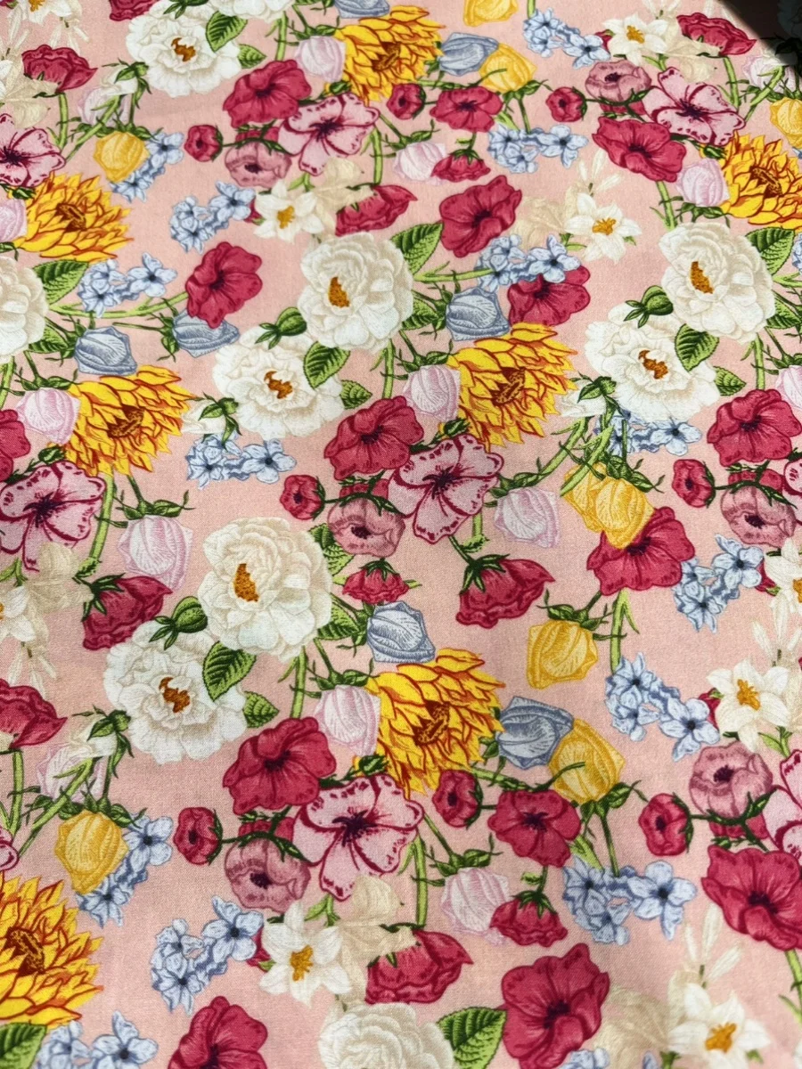 

Tang Style Small Flower Sixty Stems Cotton Rural Style Home Fabric DIY Sponge Pad Material Plant Floral Pattern Clothing