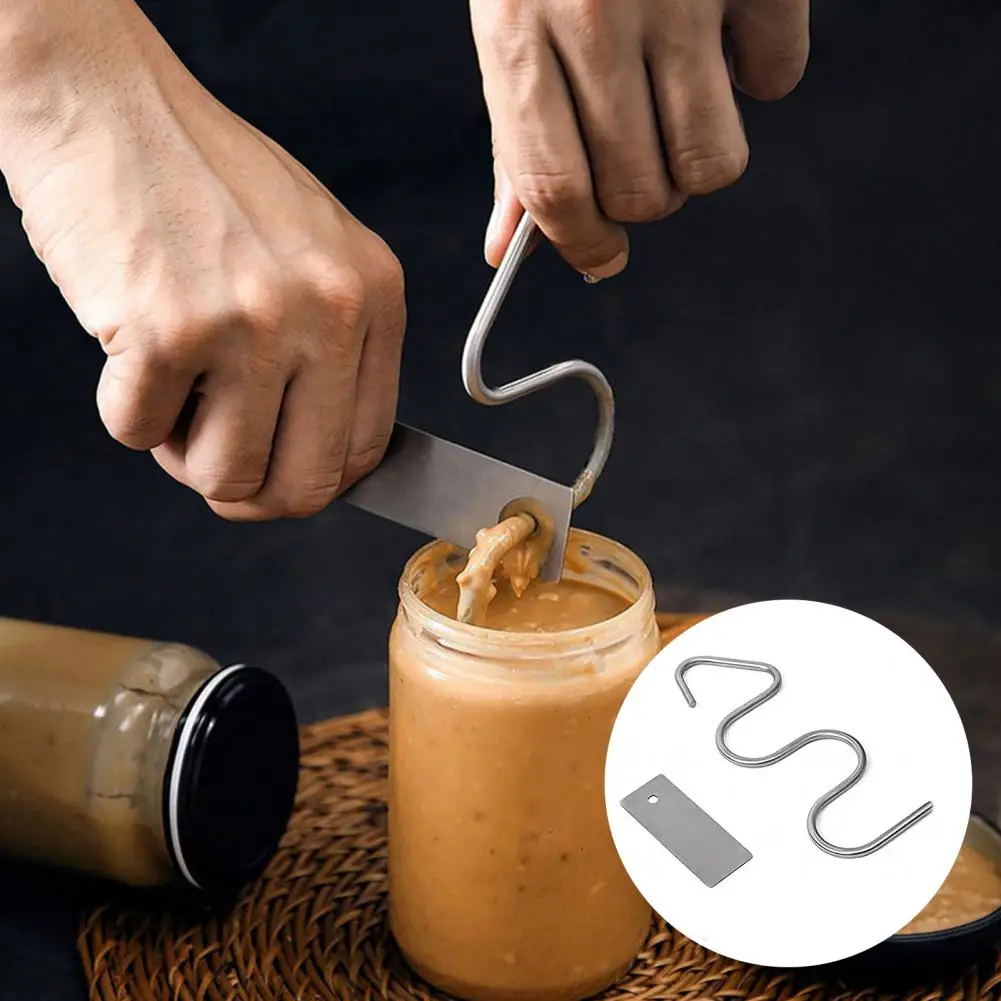 Peanut Butter Stirrer Stirring Stick Stainless Steel Nut Butter Mixer With Spatula Jam Cream Honey Tool Kitchen Gadget Supply